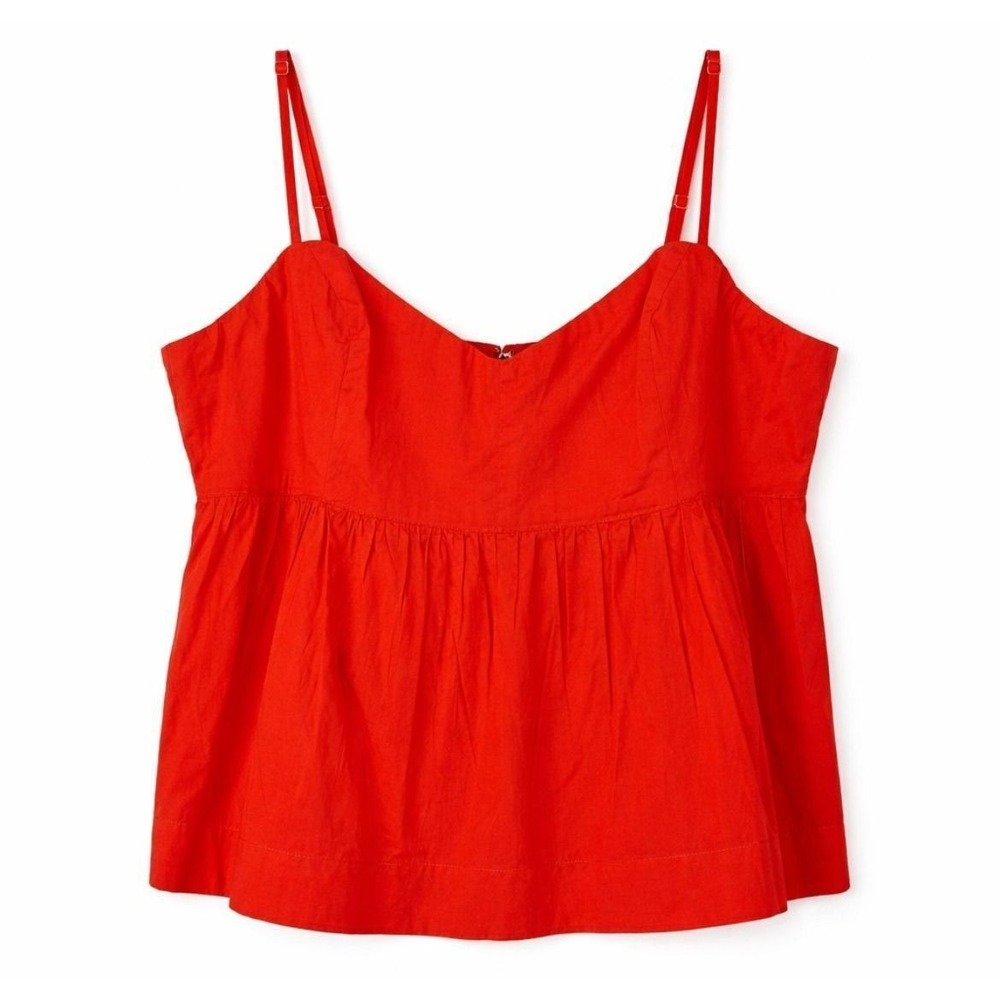 J. Crew NWT Orange Babydoll Tank Top Large Cotton Peplum Cami Summer Boho